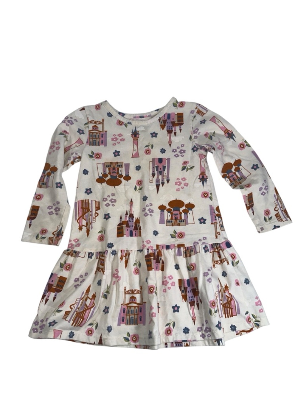 Disney Princess Skater Dress Toddler Girl 3T Long Sleeve Castle Print